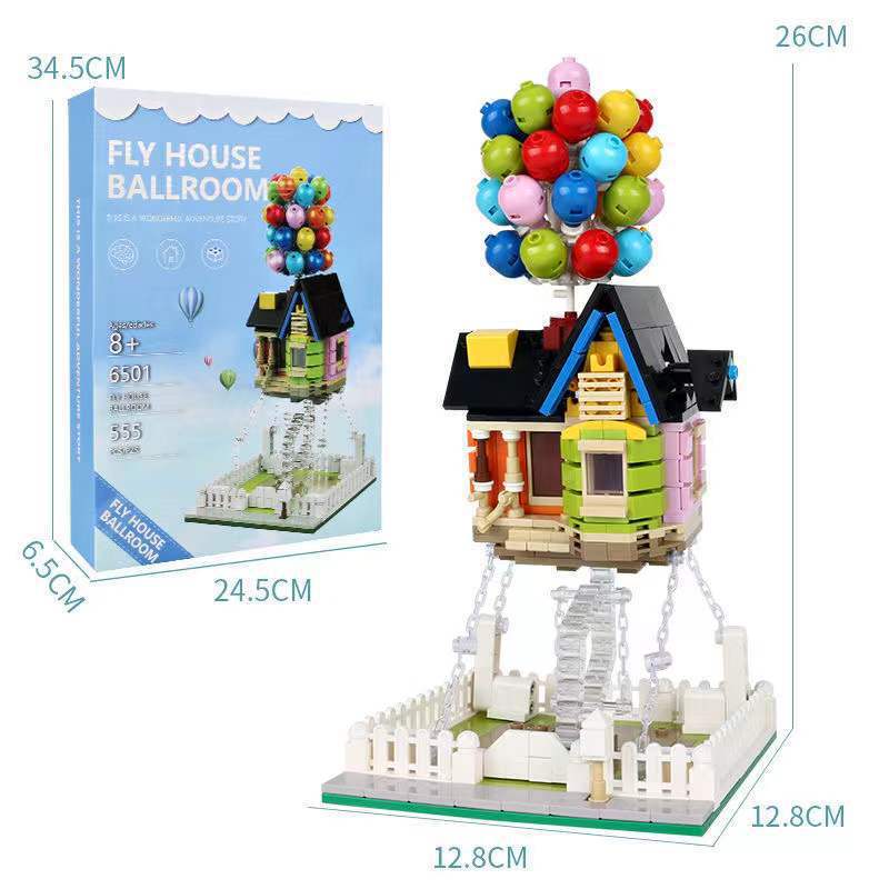 Caja de música con bola de cristal de Papá Noel, juguete de construcción