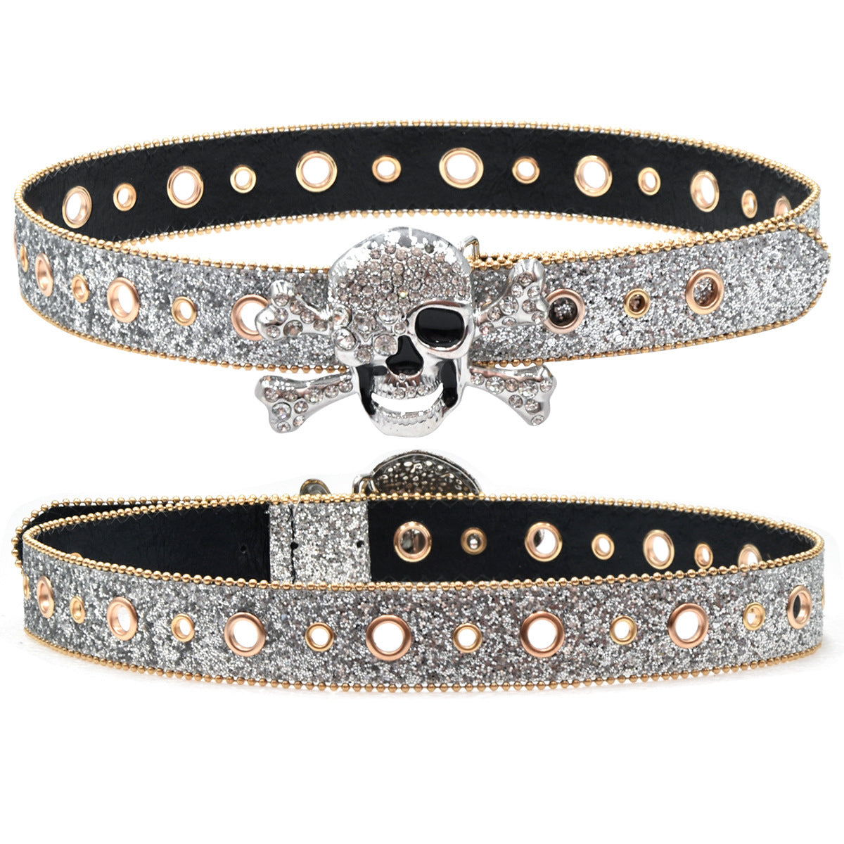 Rhinestone Rimmed Belt Skull