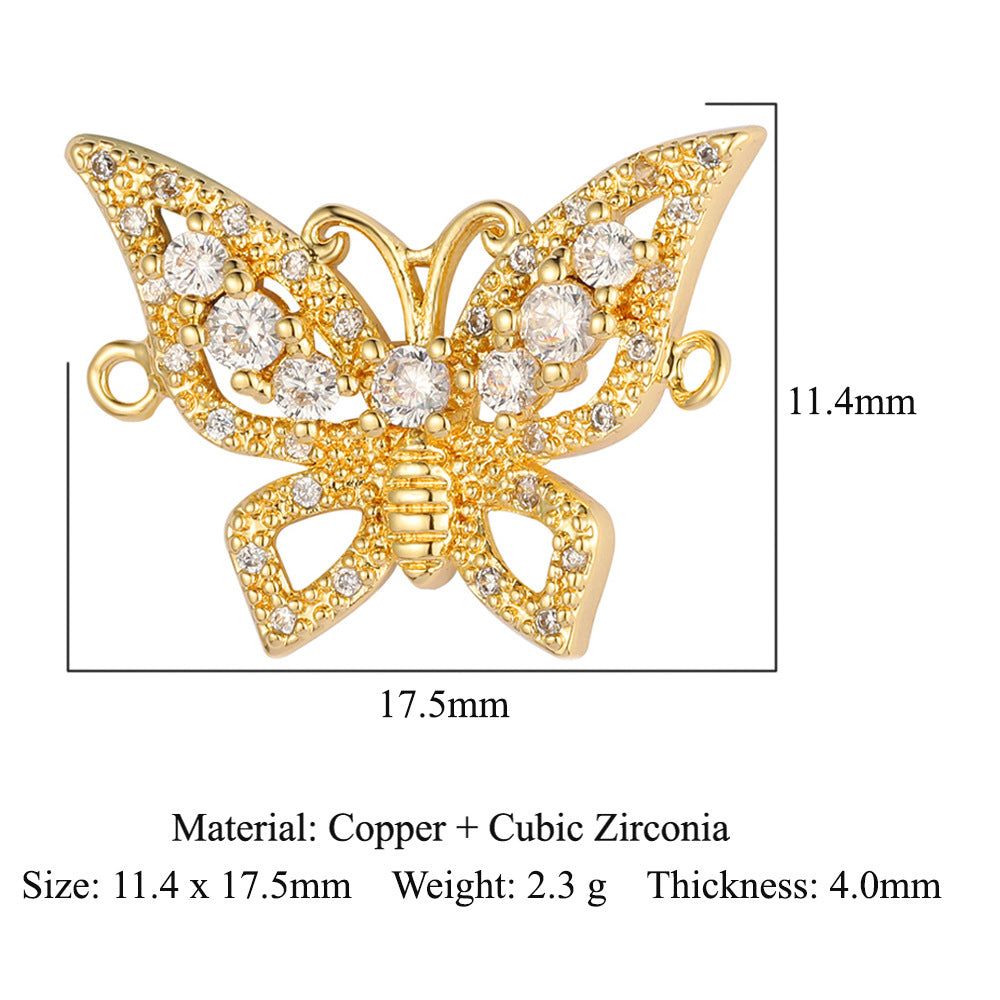 Tree of Life Eye Feather Copper Zircon Connection Accessories