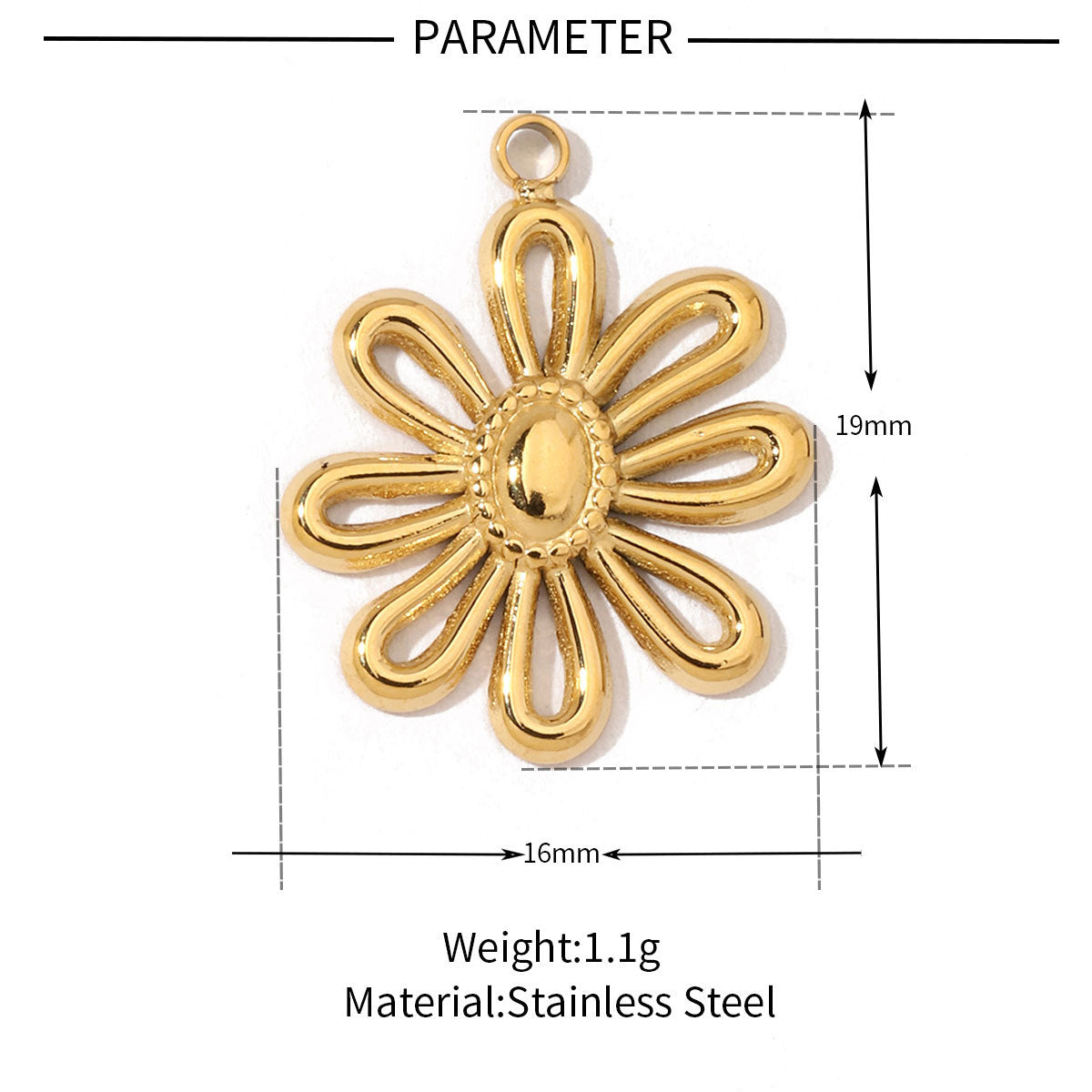 Square oil drop flower titanium steel necklace pendant