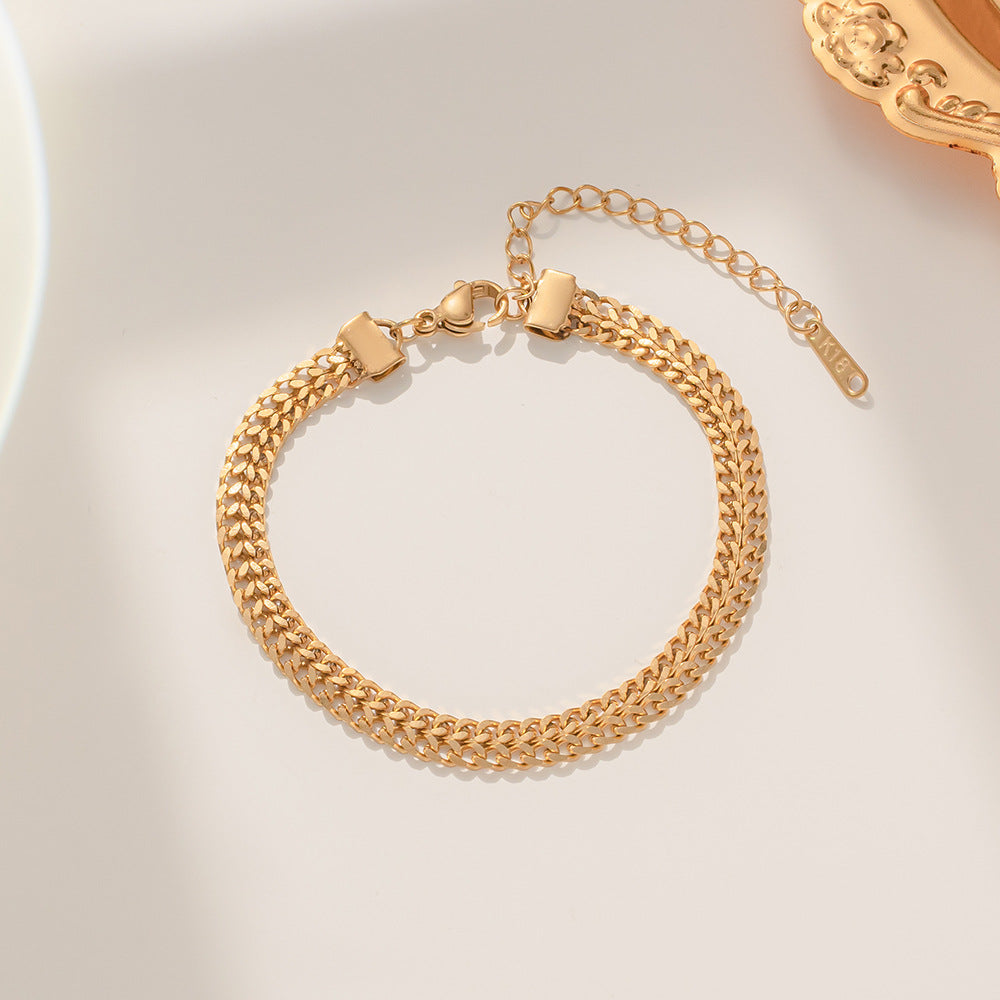 18K Gold Twisted Rope Retro Chic Titanium Steel Bracelet