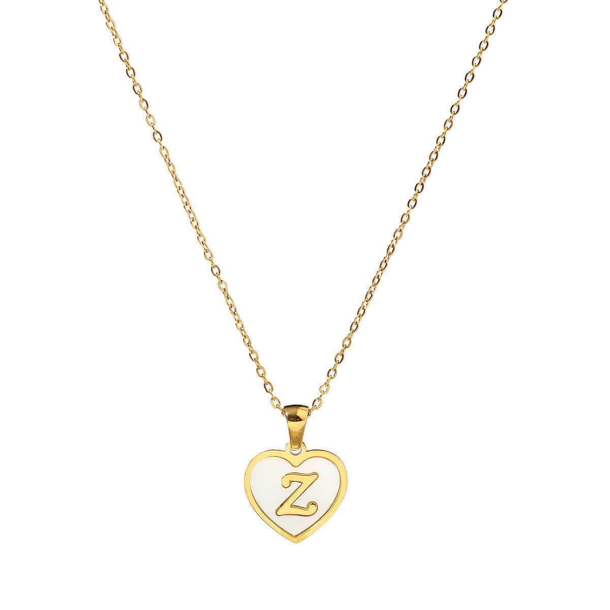 Titanium steel heart-shaped 26 English letter necklace