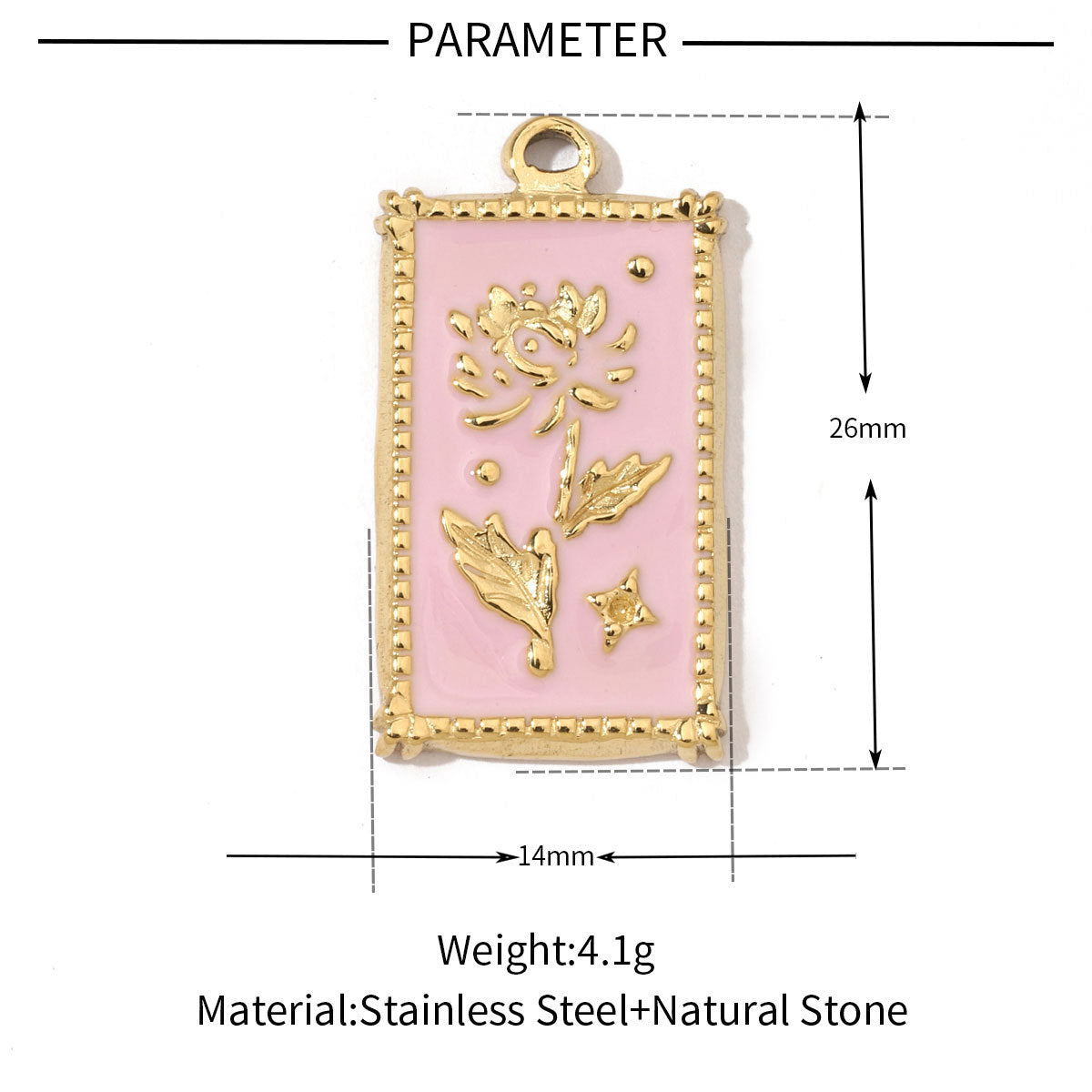 Square oil drop flower titanium steel necklace pendant