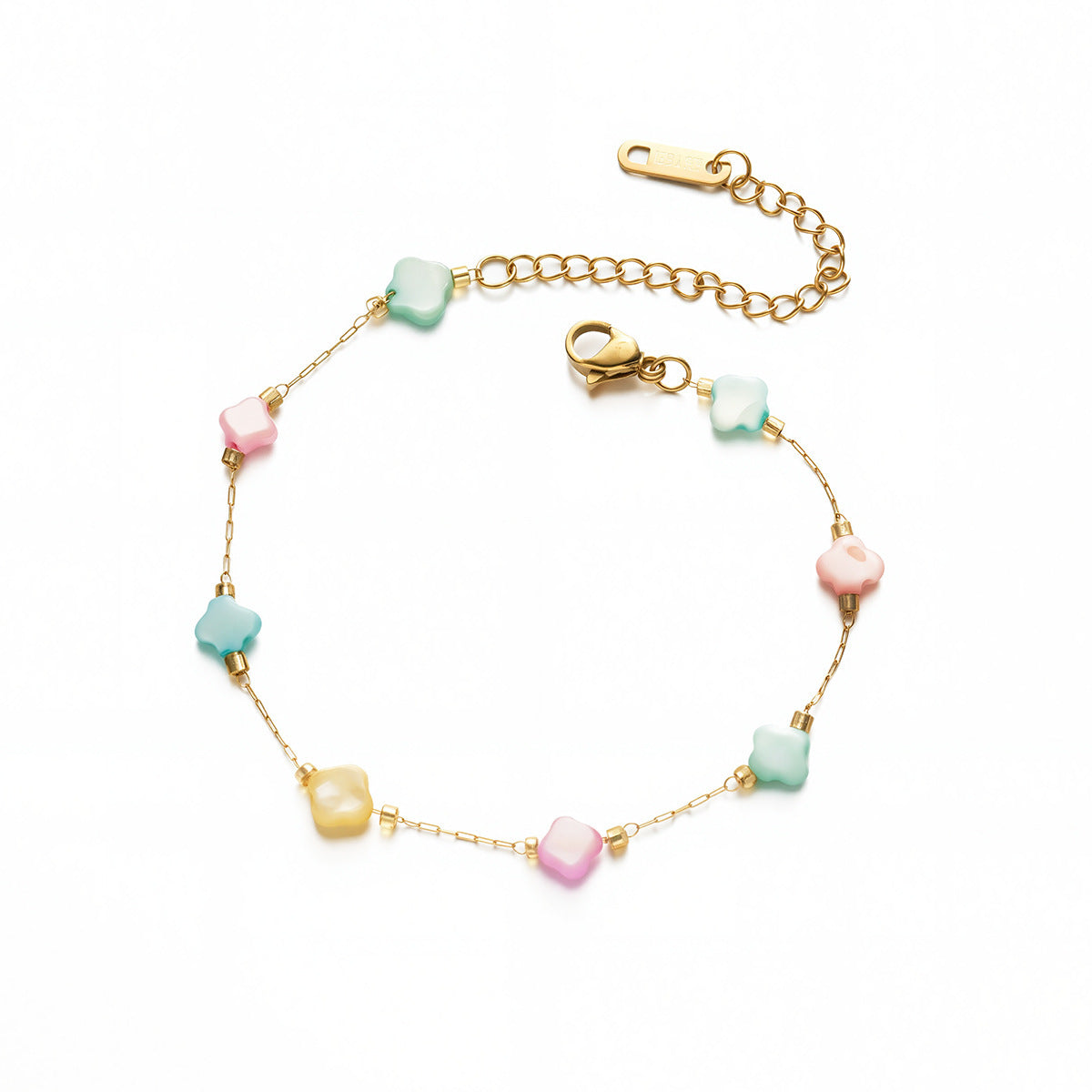 Women's Natural Stone Four-Leaf Clover Bracelet — Colorful, Non-Fading