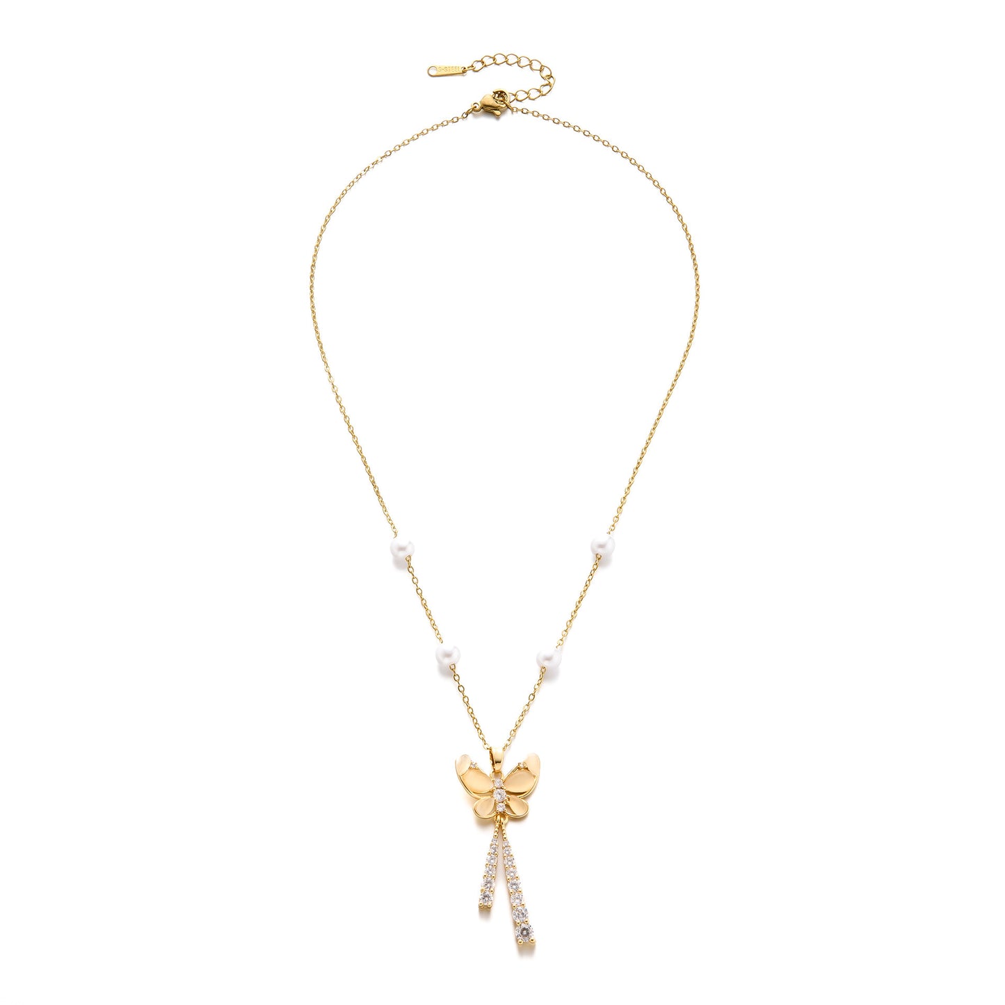 Pearl Tassel Butterfly Necklace