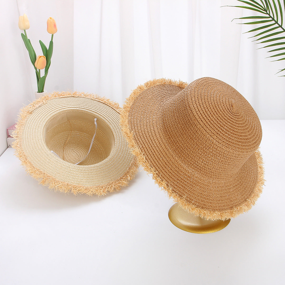 Sun Protection Wide Brim Beach Vacation Women's Plain Hat