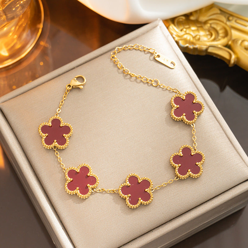 Western Style Plum Blossom Double-Sided Bracelet