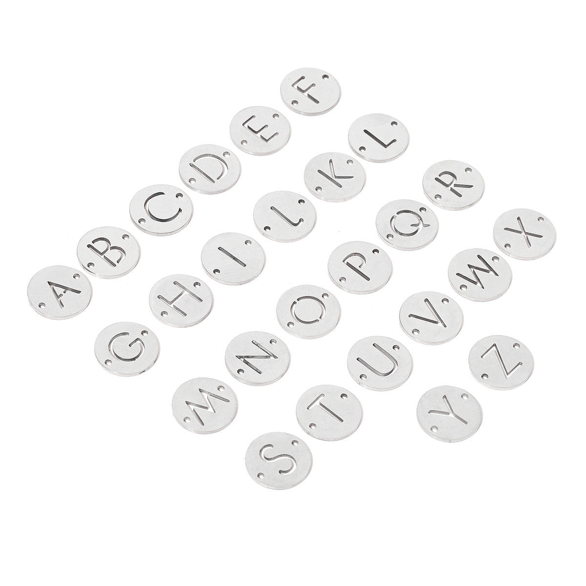 20 pcs/package steel color 26 letters titanium steel fittings