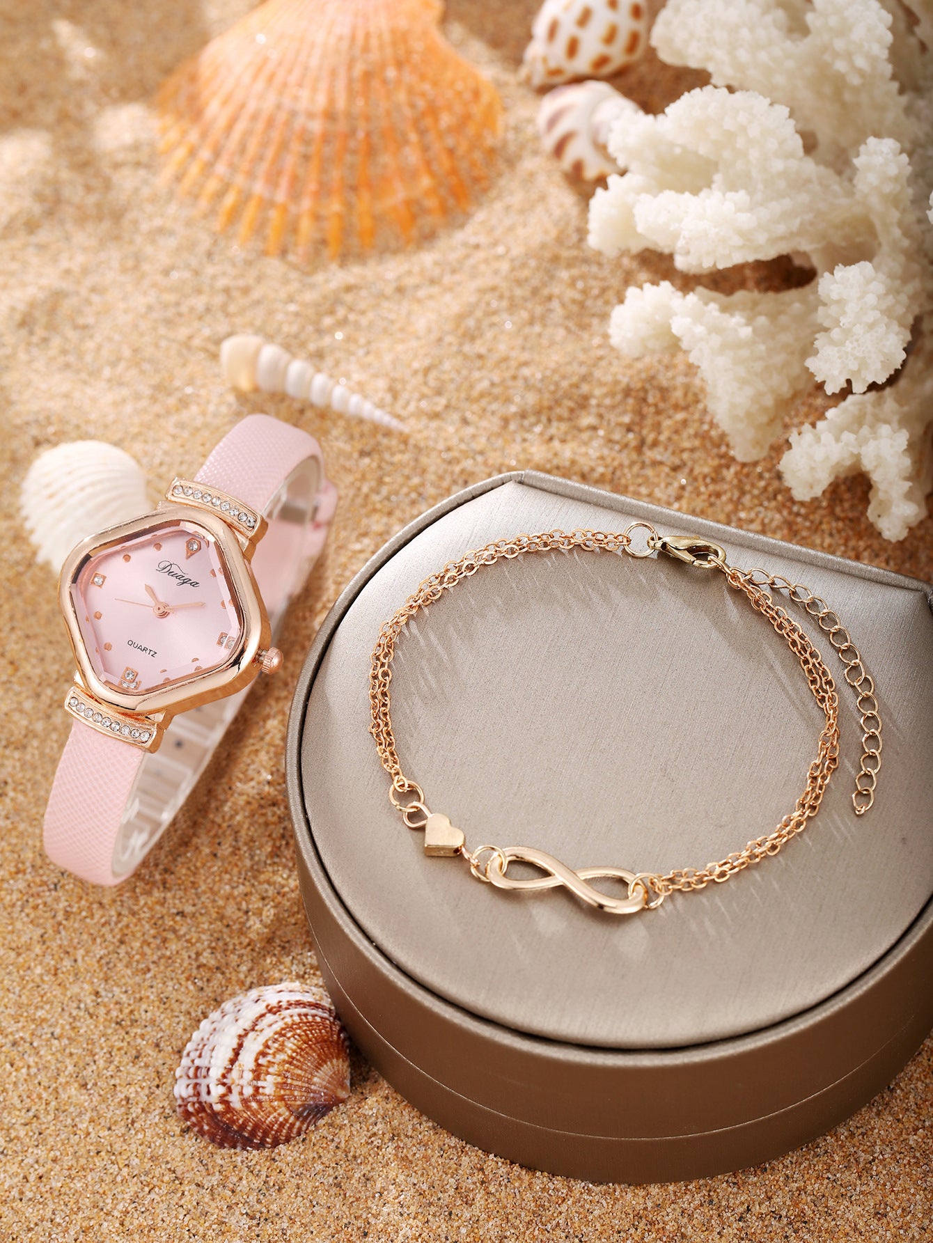 Watch Pearl Bracelet Tulip Star Moon Jewelry Set