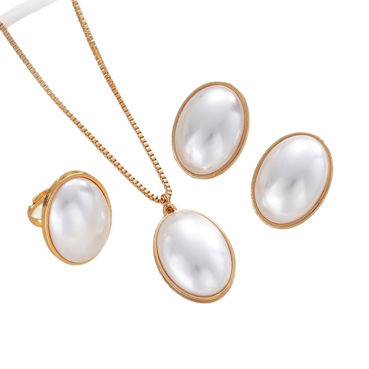 French Retro Oval Pearl Jewelry Set