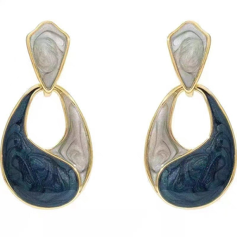 Water drop glaze haze blue earrings