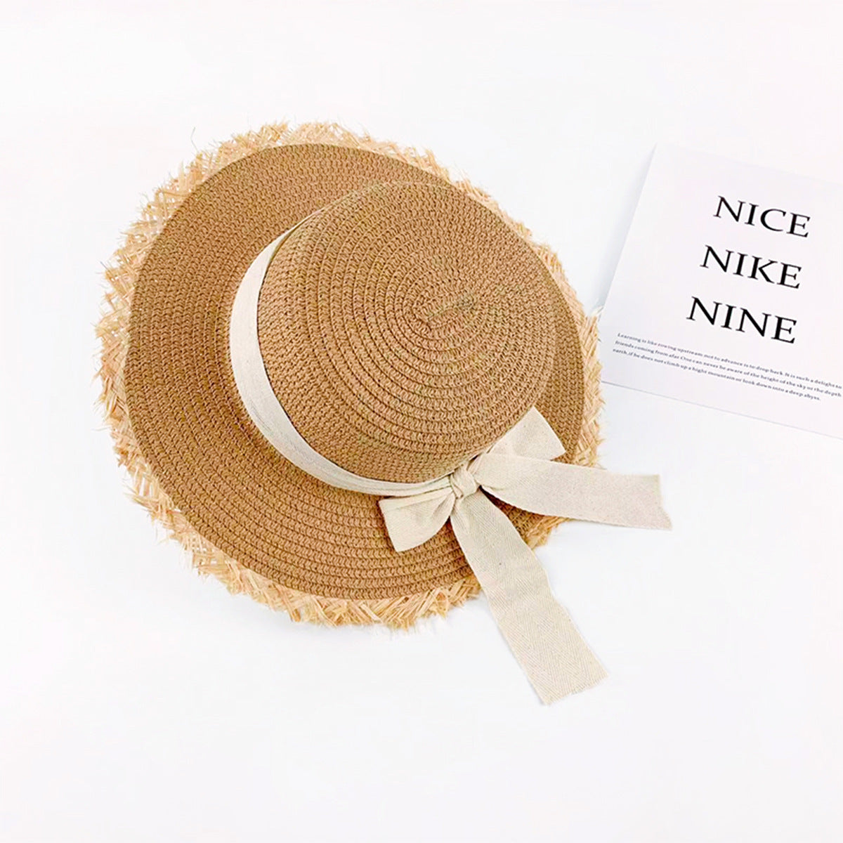 Sombrero de rafia para mujer, estilo francés, de ala plana, para playa y verano