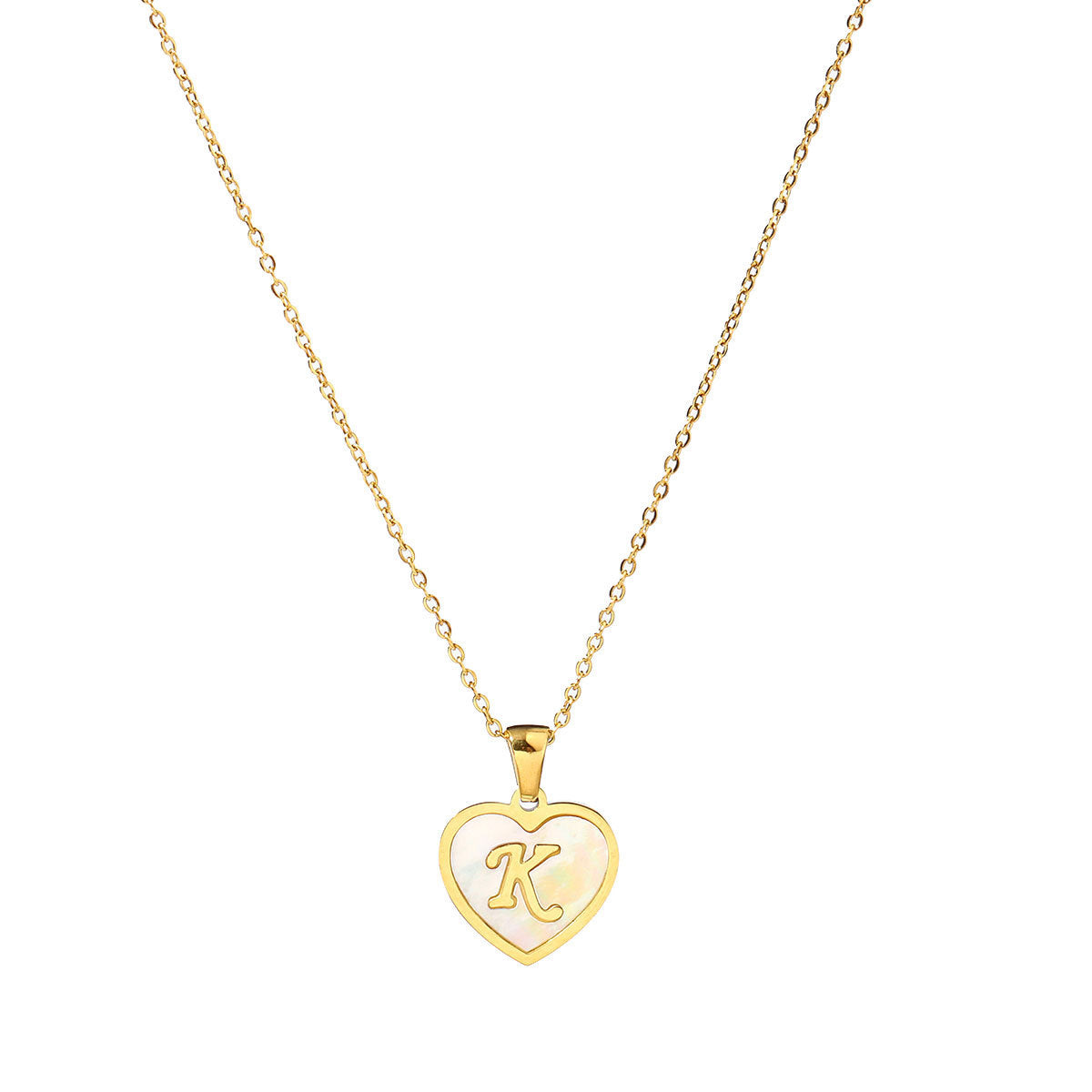 Titanium steel heart-shaped 26 English letter necklace