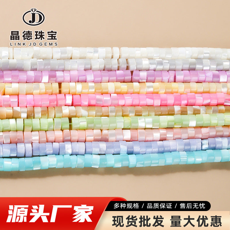 2 * 4Mm colored shell mother-of-pearl right-angle disc beads