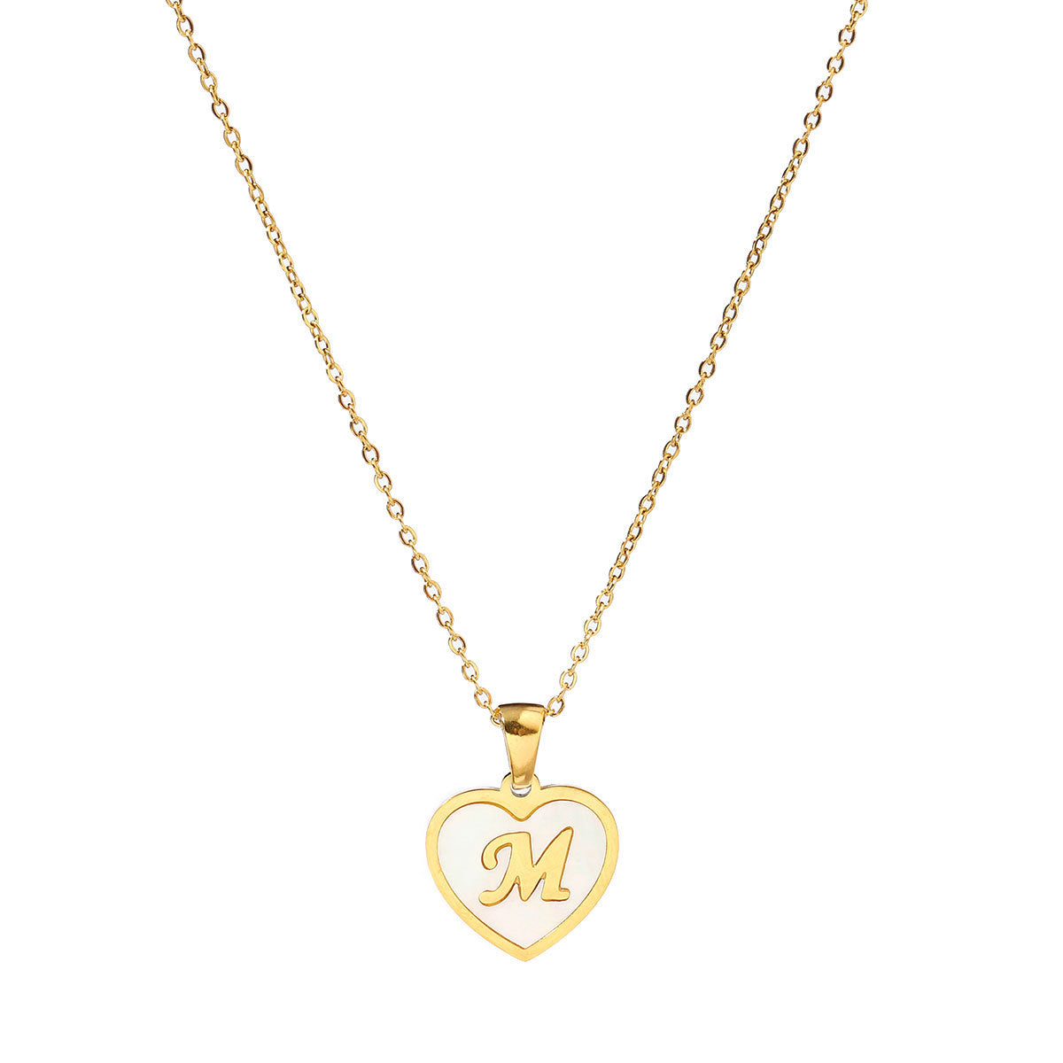 Titanium steel heart-shaped 26 English letter necklace