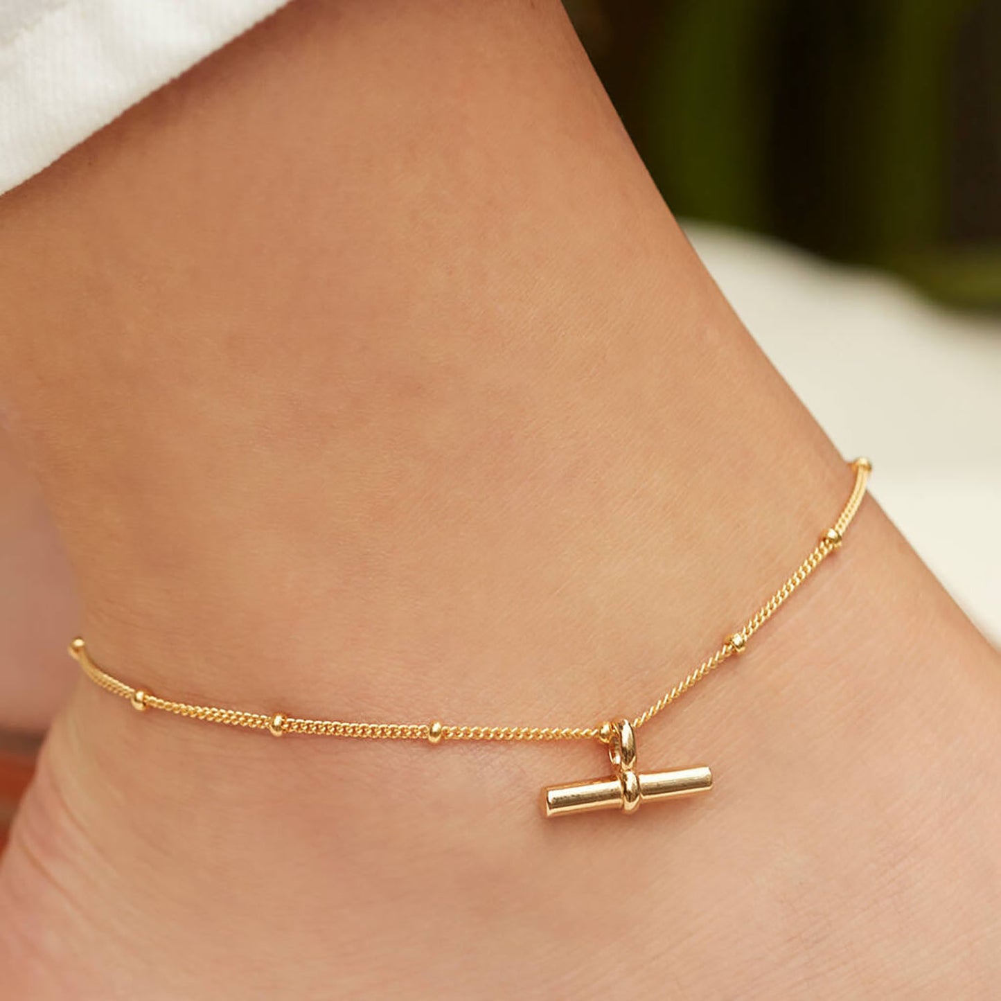 Stick Pendant Bead Chain Anklet