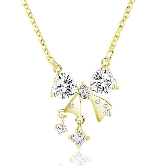 14K gold copper inlaid 5A zircon love necklace