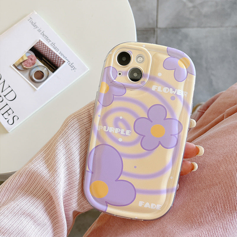 Soap Case iPhone15 Pro 13 Giraffe Purple Yellow Flower TPU Cover