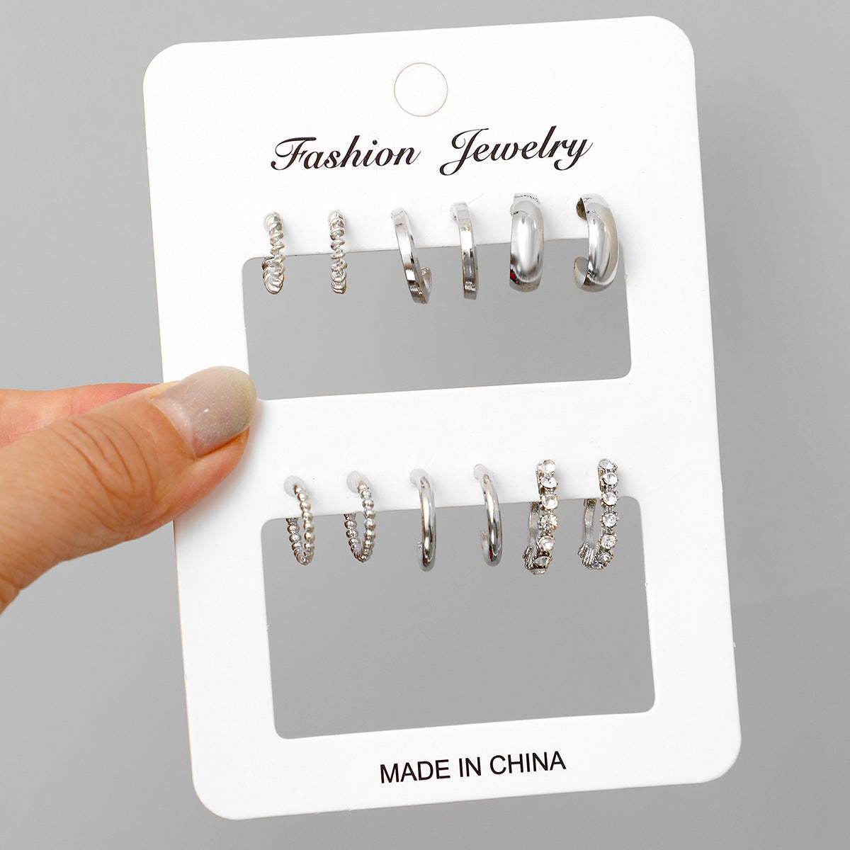 6-Piece Gold C-Shaped Earring Set