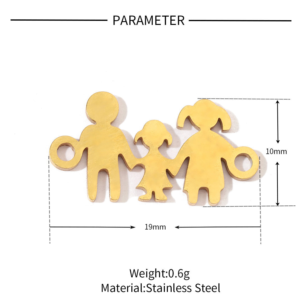20 pcs/bag boy girl family titanium steel d pendant