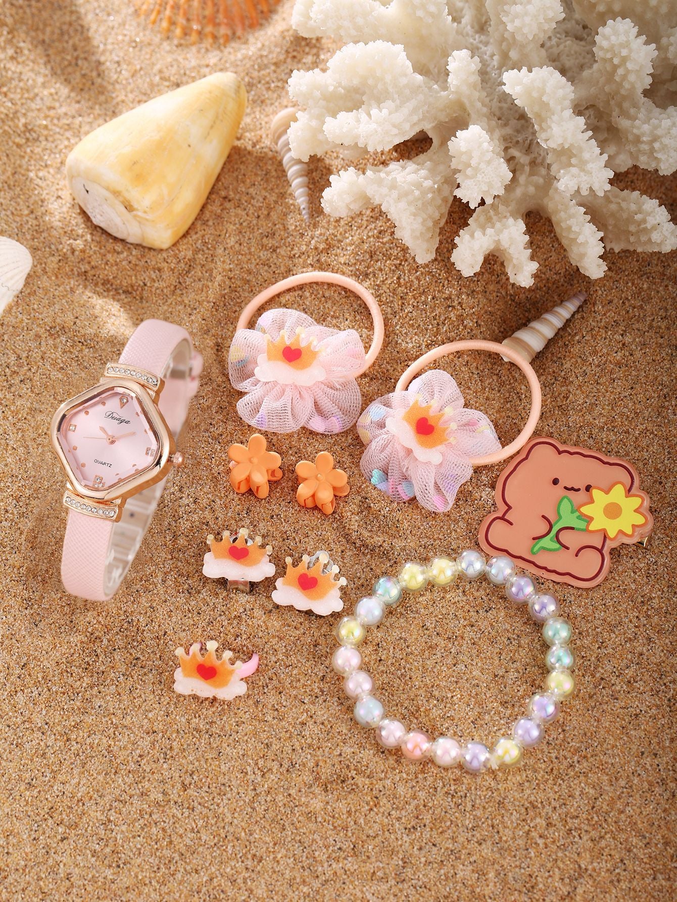 Watch Pearl Bracelet Tulip Star Moon Jewelry Set