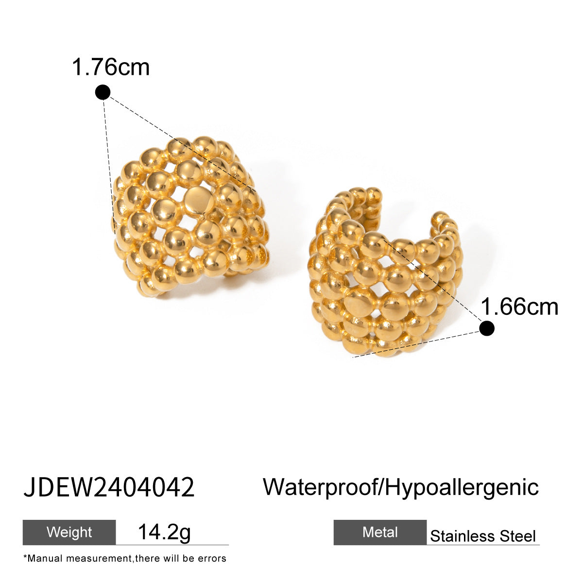 Smooth steel bead honeycomb ear clip
