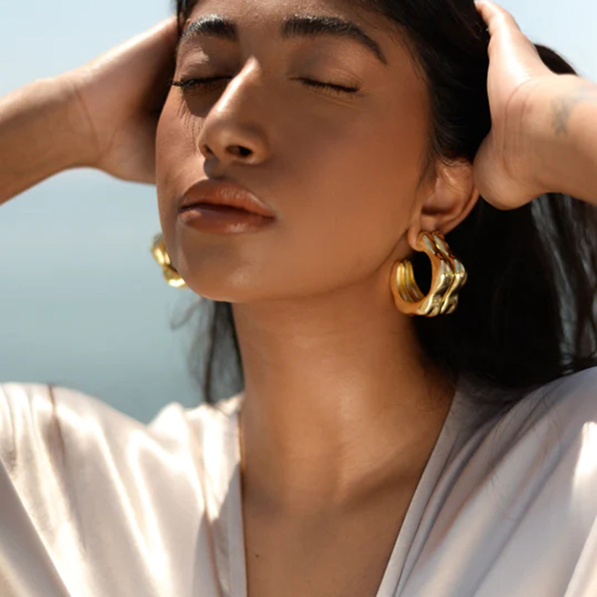 Triangle Petal C Shape Earrings