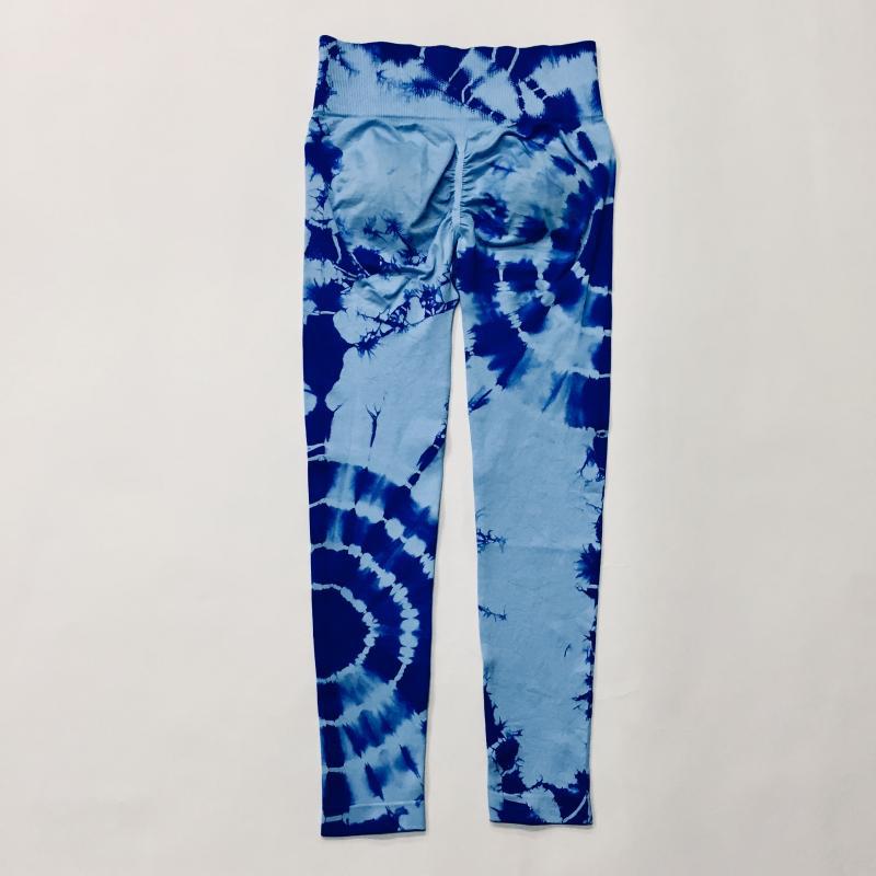 Pantalones de yoga teñidos anudados de cintura alta con trasero color melocotón sin costuras