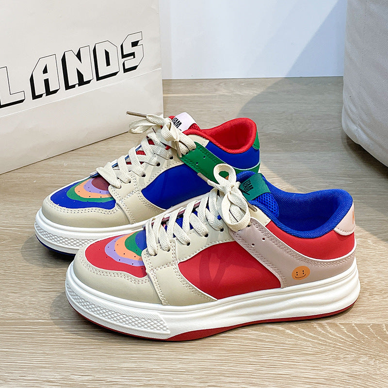 Zapatillas con plataforma de piel con bloques de color arcoíris