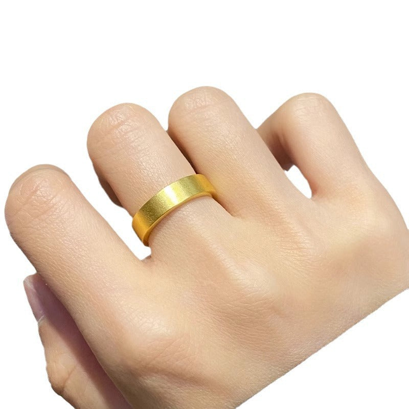 18K Gold-Plated Titanium Steel Plain Couple Ring
