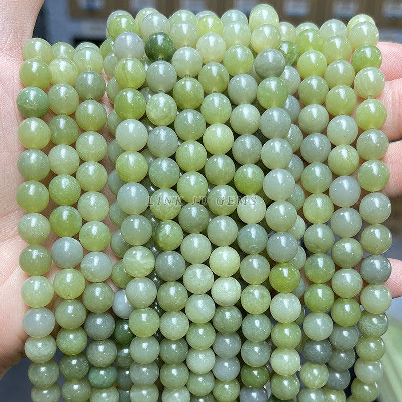 Stone sapphire loose beads Green jade bracelet round beads work in progress