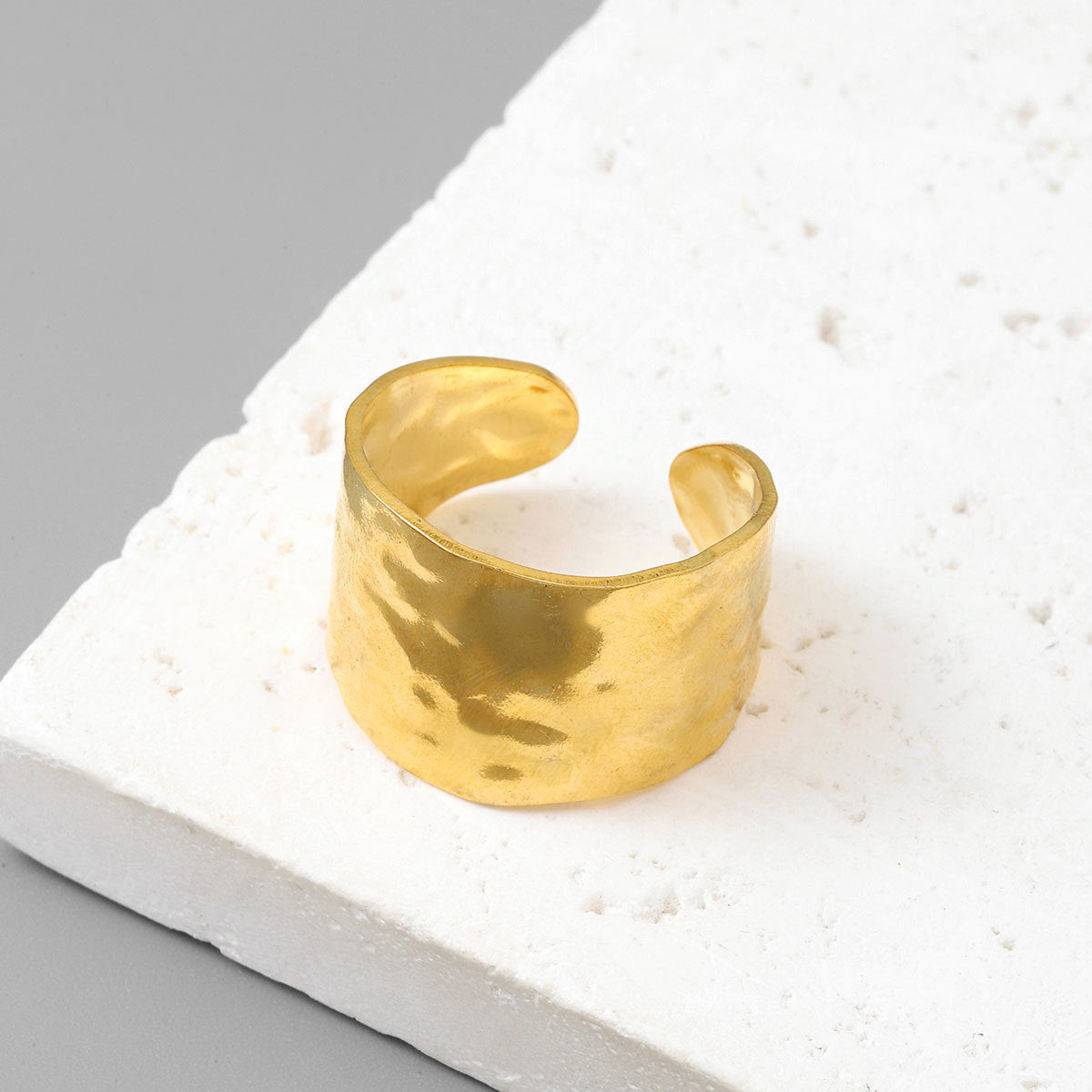 18K real gold titanium steel ring