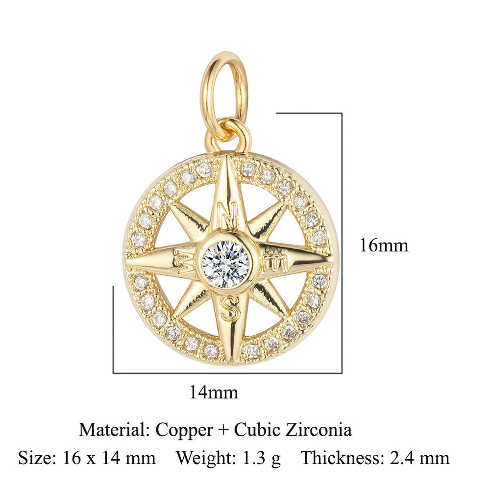 Sun Moon Stars Copper Zircon Eyes Palm Pendant