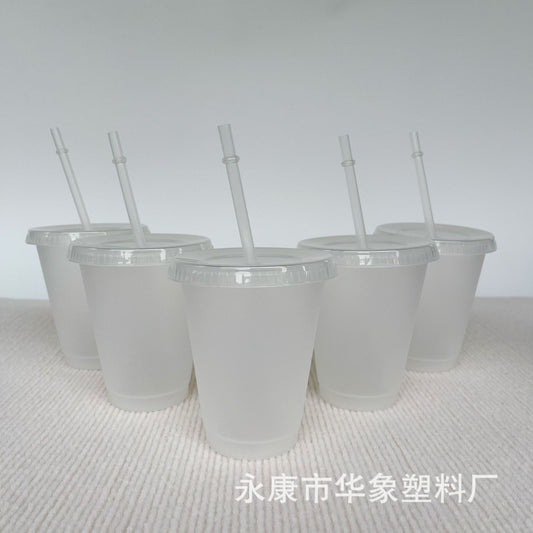 16Oz transparent pp plastic straw cup