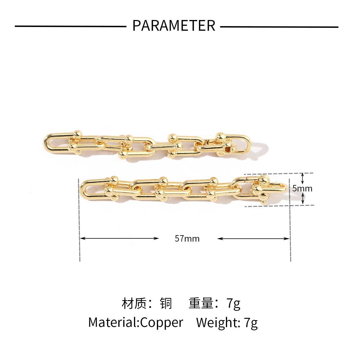 18K real gold copper zircon detachable connecting buckle