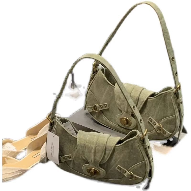 Vintage Crossbody Canvas Saddle Bag