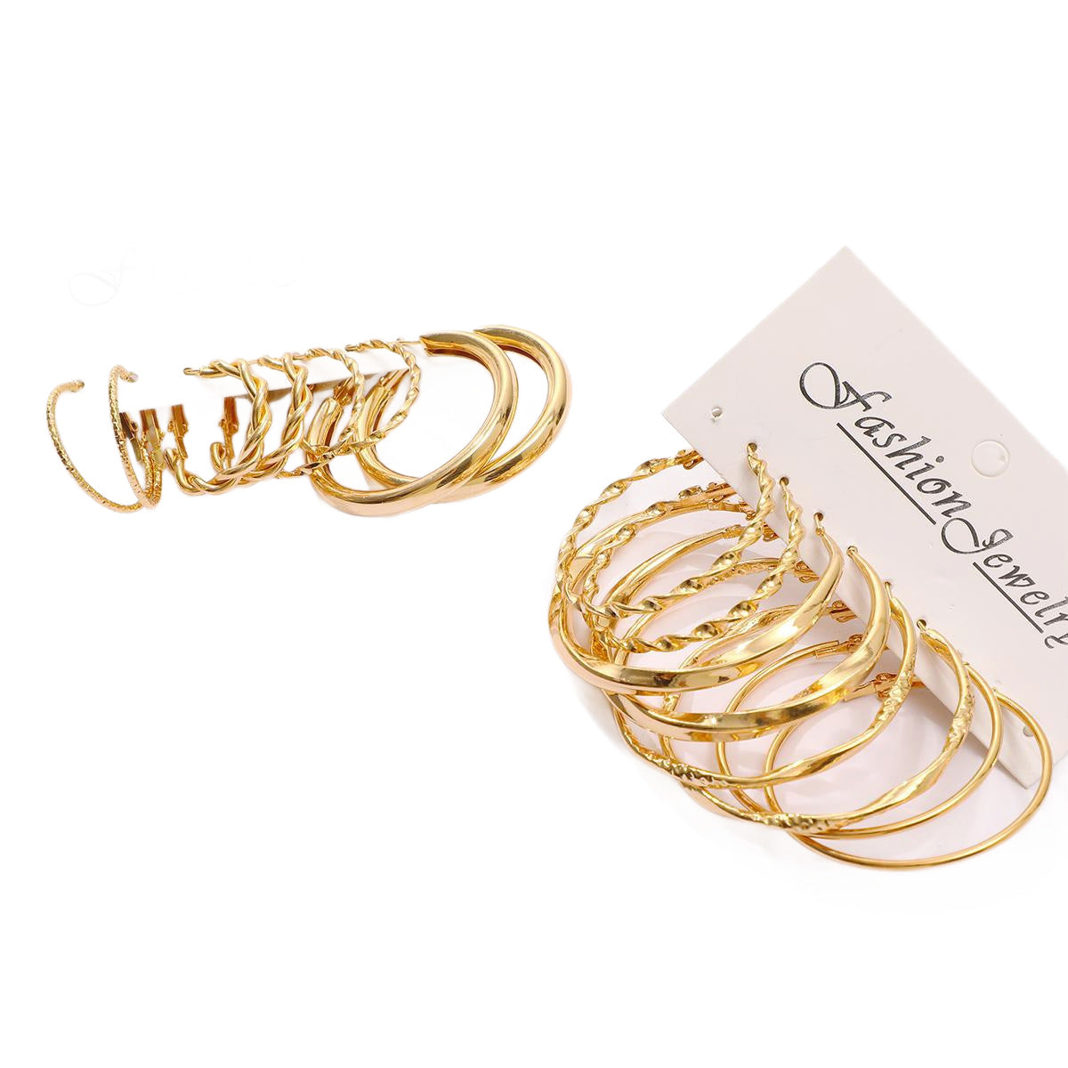 Gold Texture Earring Set