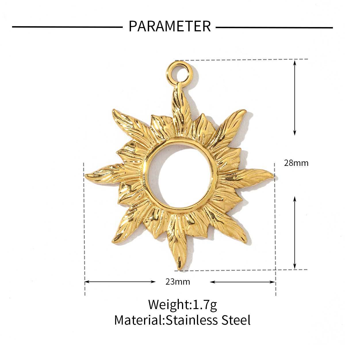 Sun crescent titanium steel necklace pendant