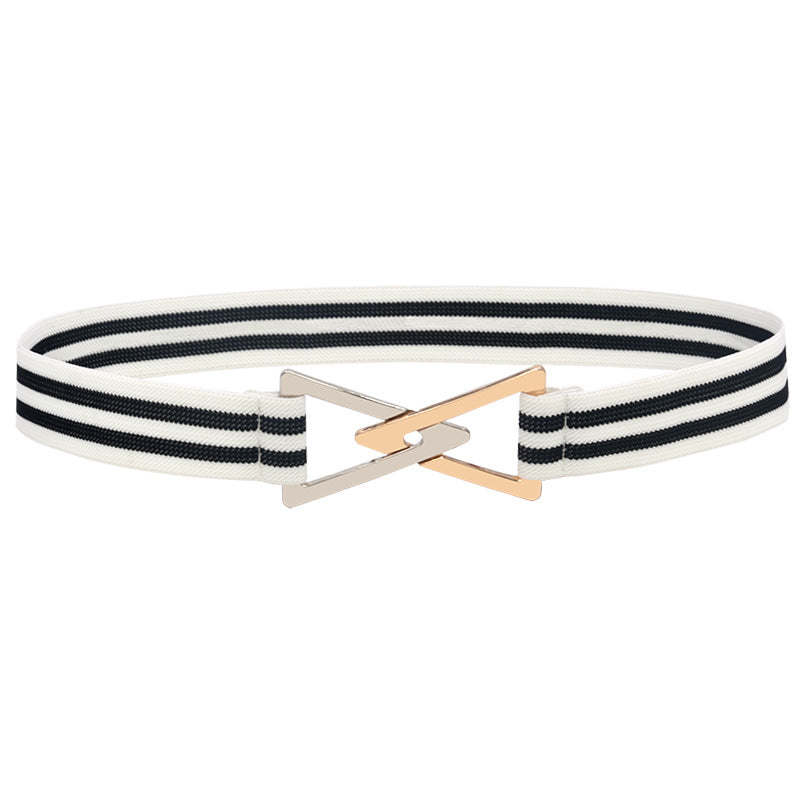 Pleated elastic thin belt ladies
