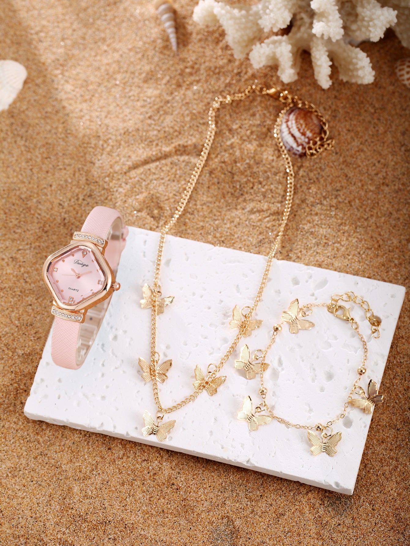 Watch Pearl Bracelet Tulip Star Moon Jewelry Set