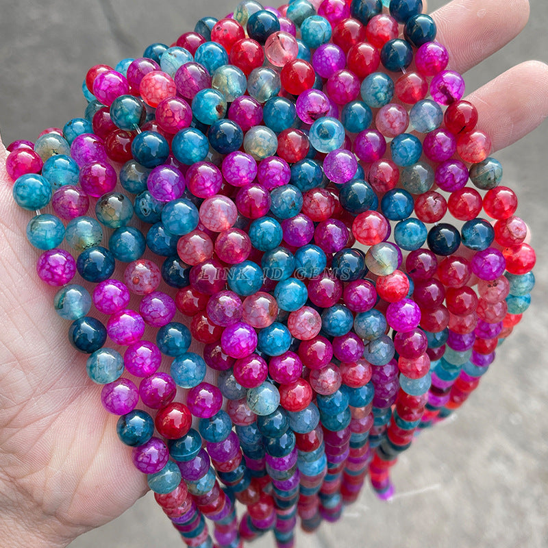 Tourmaline color popping agate round beads candy color