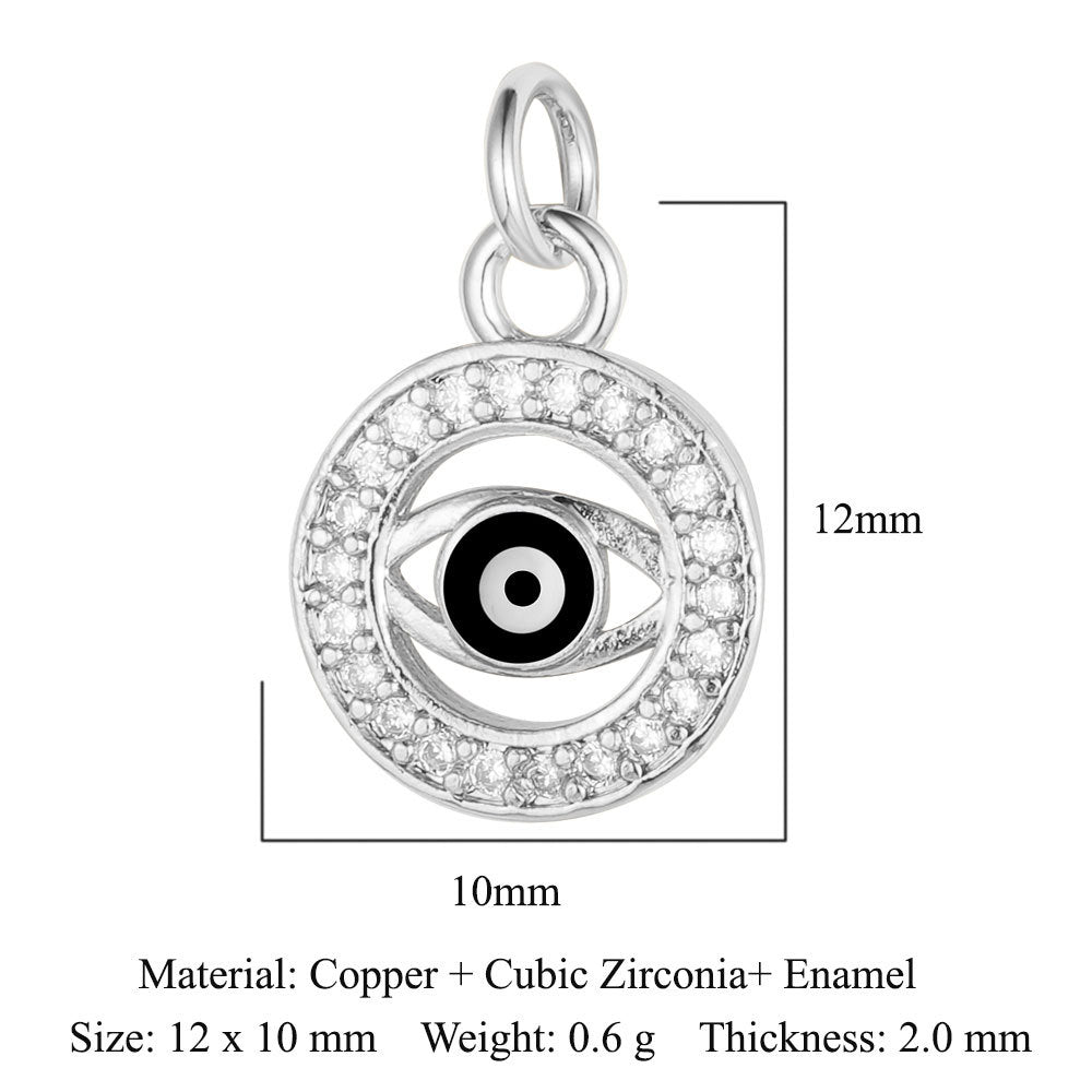 Colgante de cobre y circonita con forma de ojo del diablo y siete cuentas