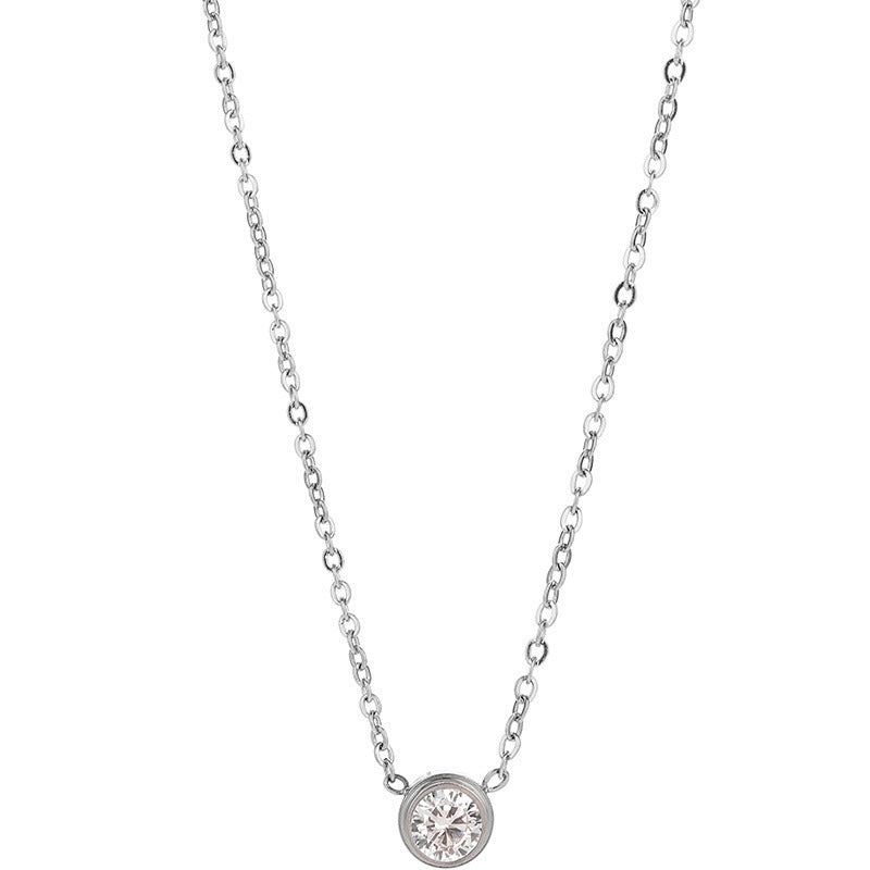 Women's Titanium Steel Zircon Collarbone Necklace (Non-Fading)