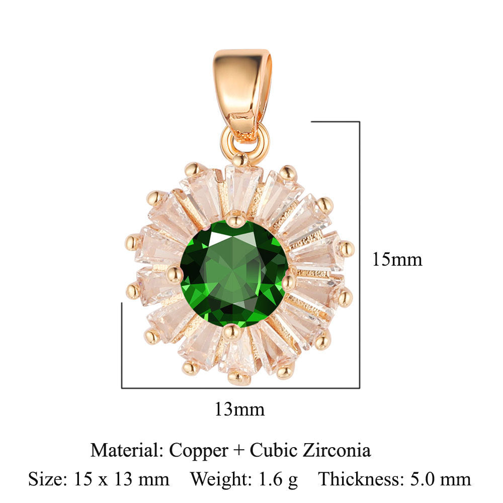 Sunflower Tree of Life Copper Zircon DIY Pendant