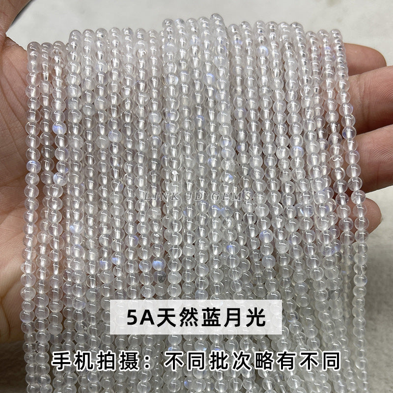 Perlas redondas de jade natural de 3 mm, perlas sueltas de cristal en polvo de granate