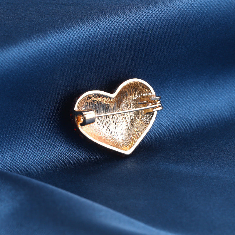 Red Love Rhinestone Brooch