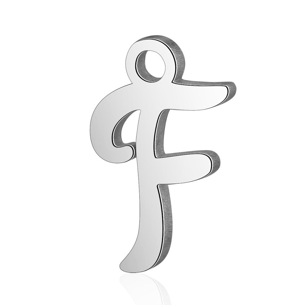 Juego completo de 10 piezas de acero de titanio con 26 colgantes de letras en inglés