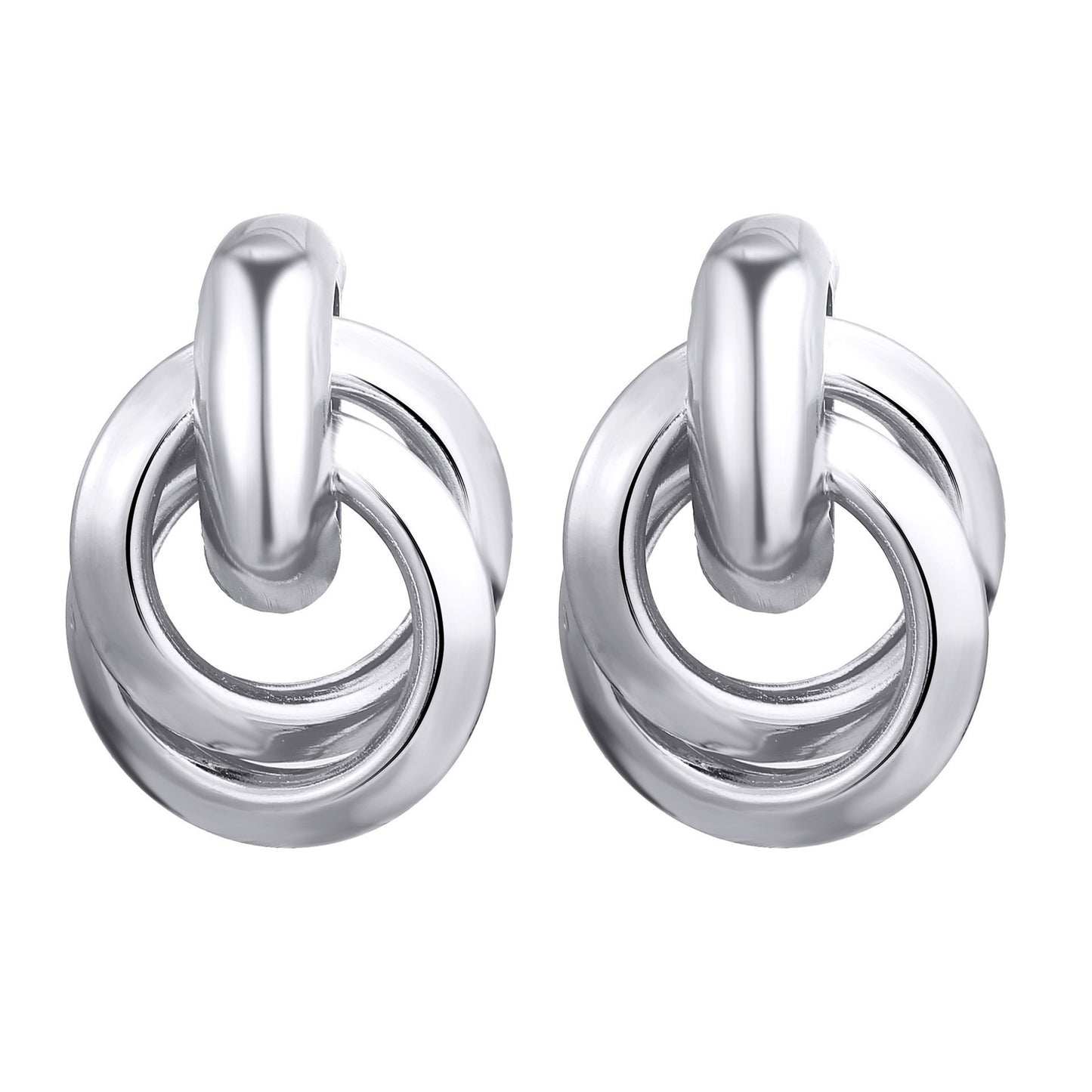 Alloy double round two-ring interlocking earrings
