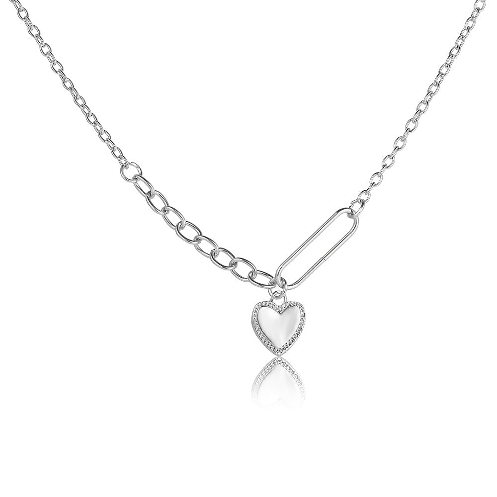 Asymmetrical Silver Love Pendant Necklace