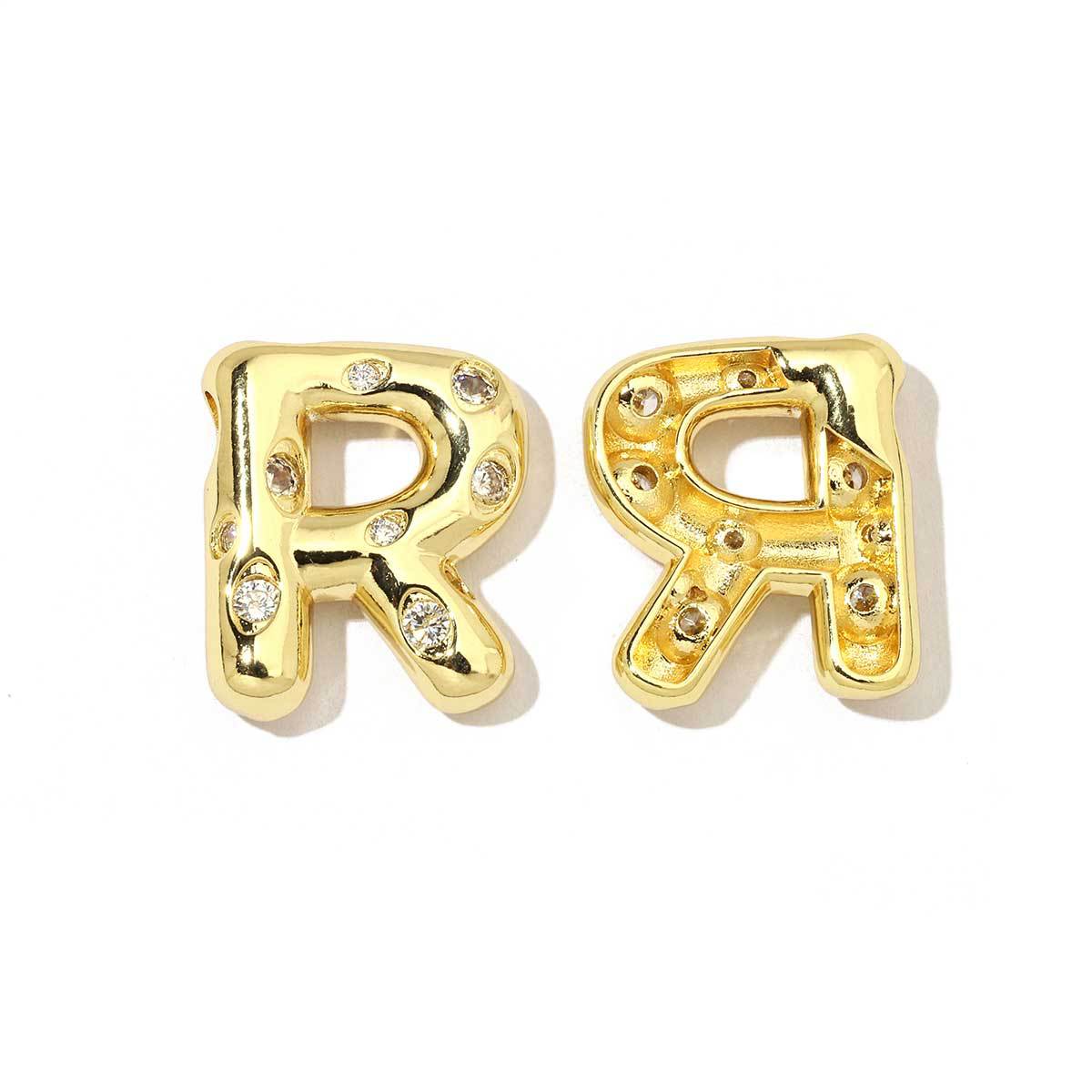 18K real gold copper inlaid zircon 26 letter pendant.